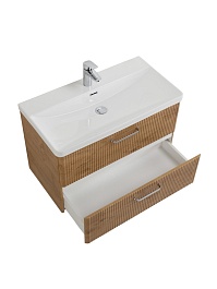 BelBagno Тумба с раковиной Due 80 подвесная Rovere Nature ручки Хром полированный – фотография-9